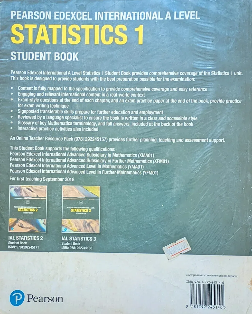 Pearson Edexcel International a Level Mathematics Statistics 1 Student Book